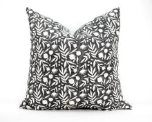 Load image into Gallery viewer, Aja Floral Block Print Faded Black Pillow Cover
