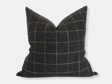 Load image into Gallery viewer, Black Plaid Windowpane Pillow Cover