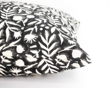 Load image into Gallery viewer, Aja Floral Block Print Faded Black Pillow Cover