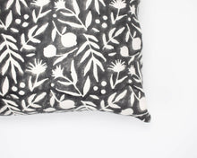 Load image into Gallery viewer, Aja Floral Block Print Faded Black Pillow Cover