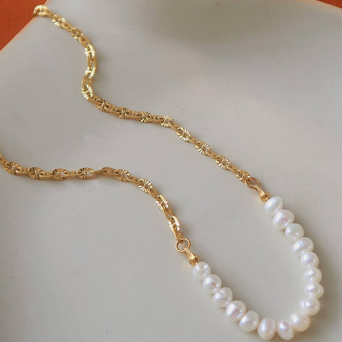 Margaux 18K Gold Non-Tarnish Freshwater Pearl Chain Necklace