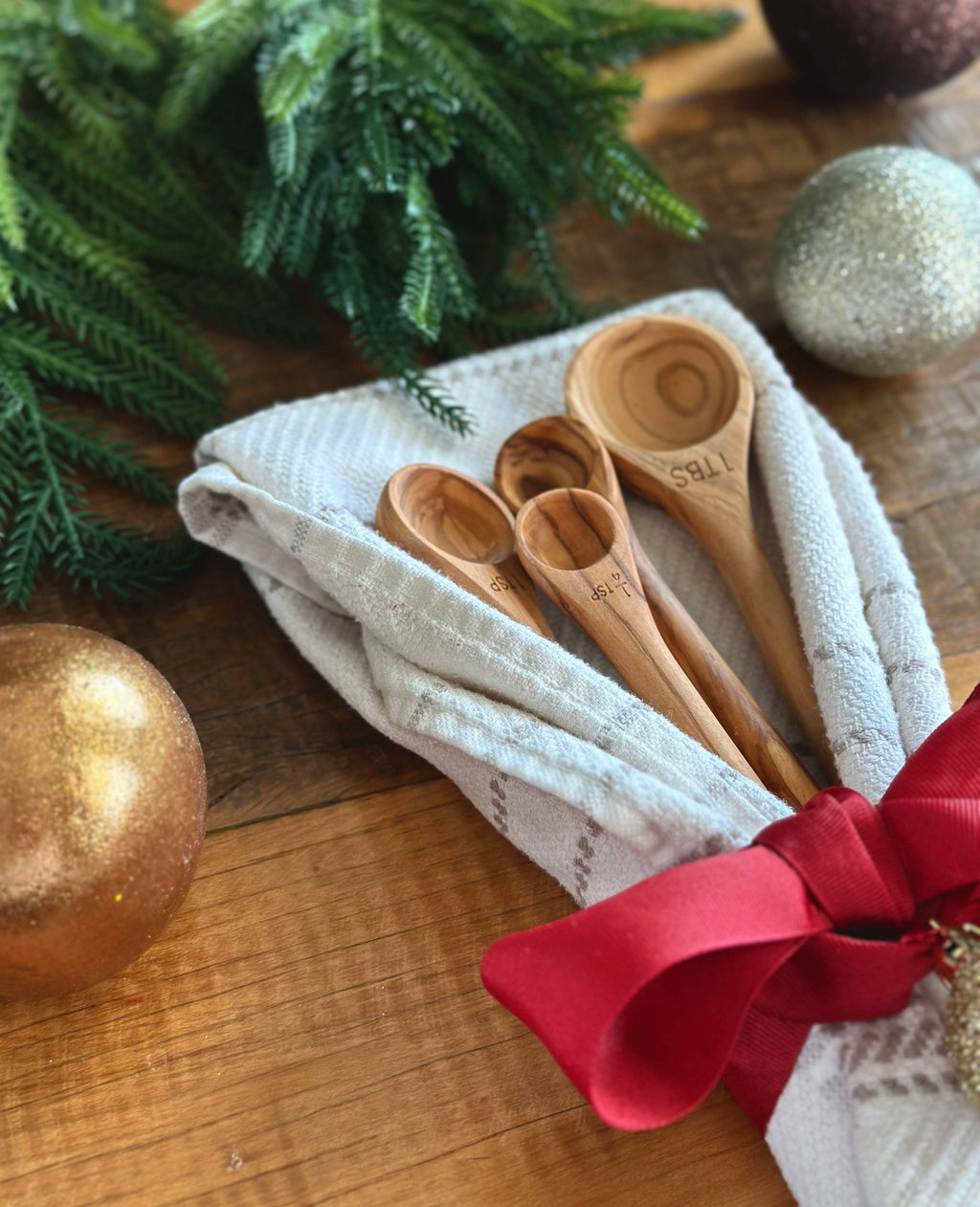 Handcrafted Measuring Spoons Set, Olive Wood