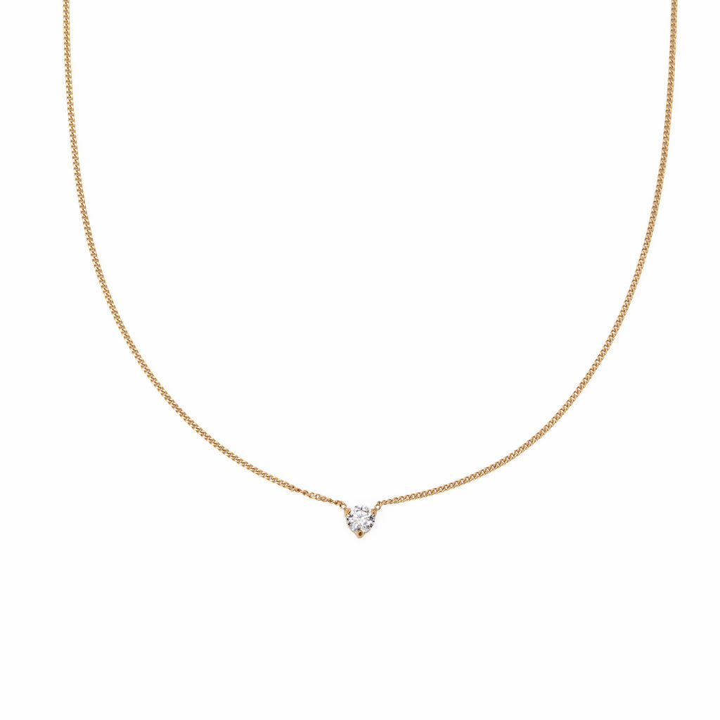 Solitaire Necklace | Round Brilliant 4mm 5A CZ