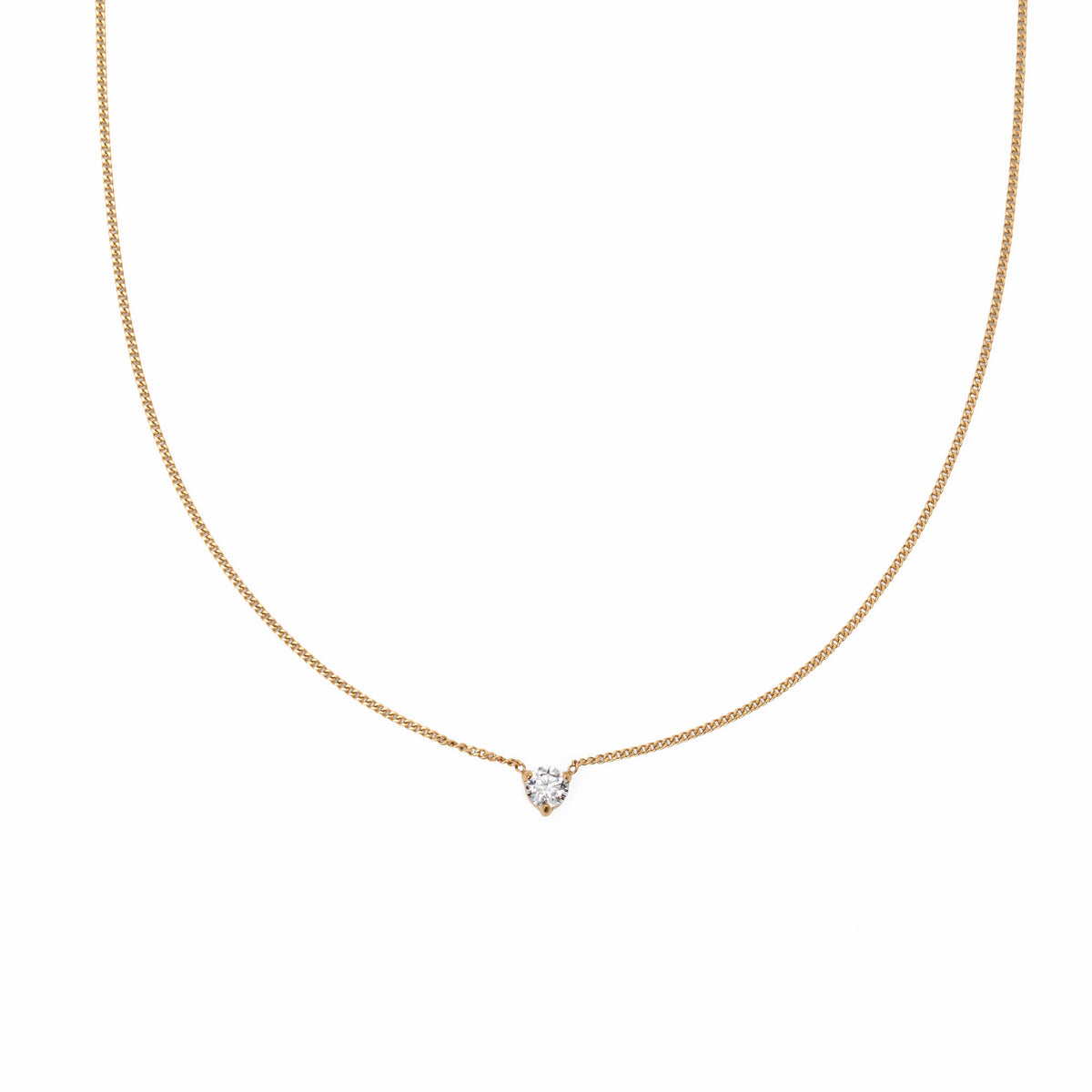 Solitaire Necklace | Round Brilliant 4mm 5A CZ