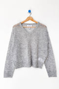 Matthew V-Neck Mohair Sweater, Icy Grey