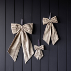 Folk Beige Stripe Embroidery Bow