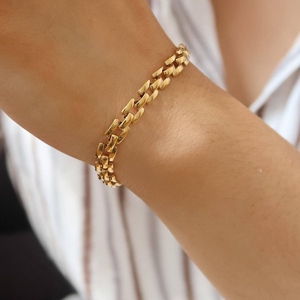 Forte 18K Gold Non-Tarnish Flat Chain Bracelet