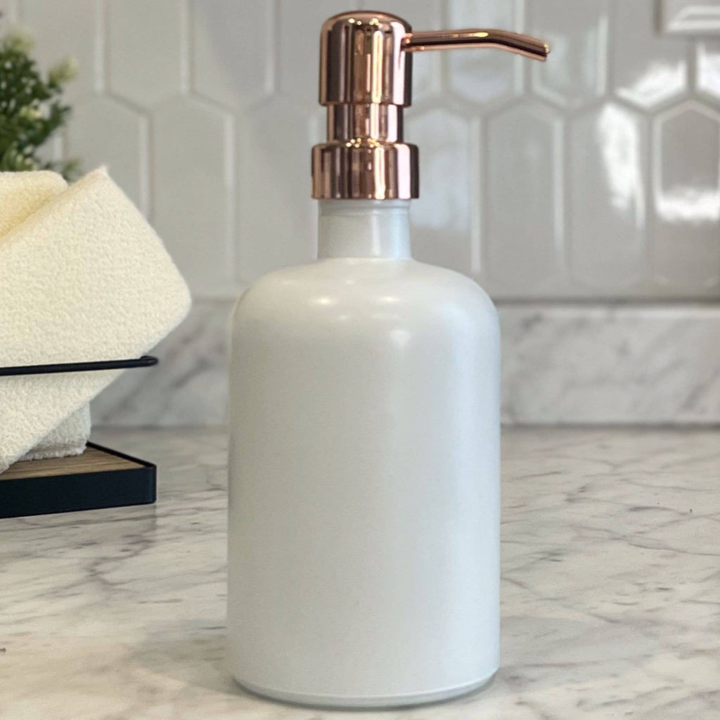 White Matte Glass Soap Dispenser