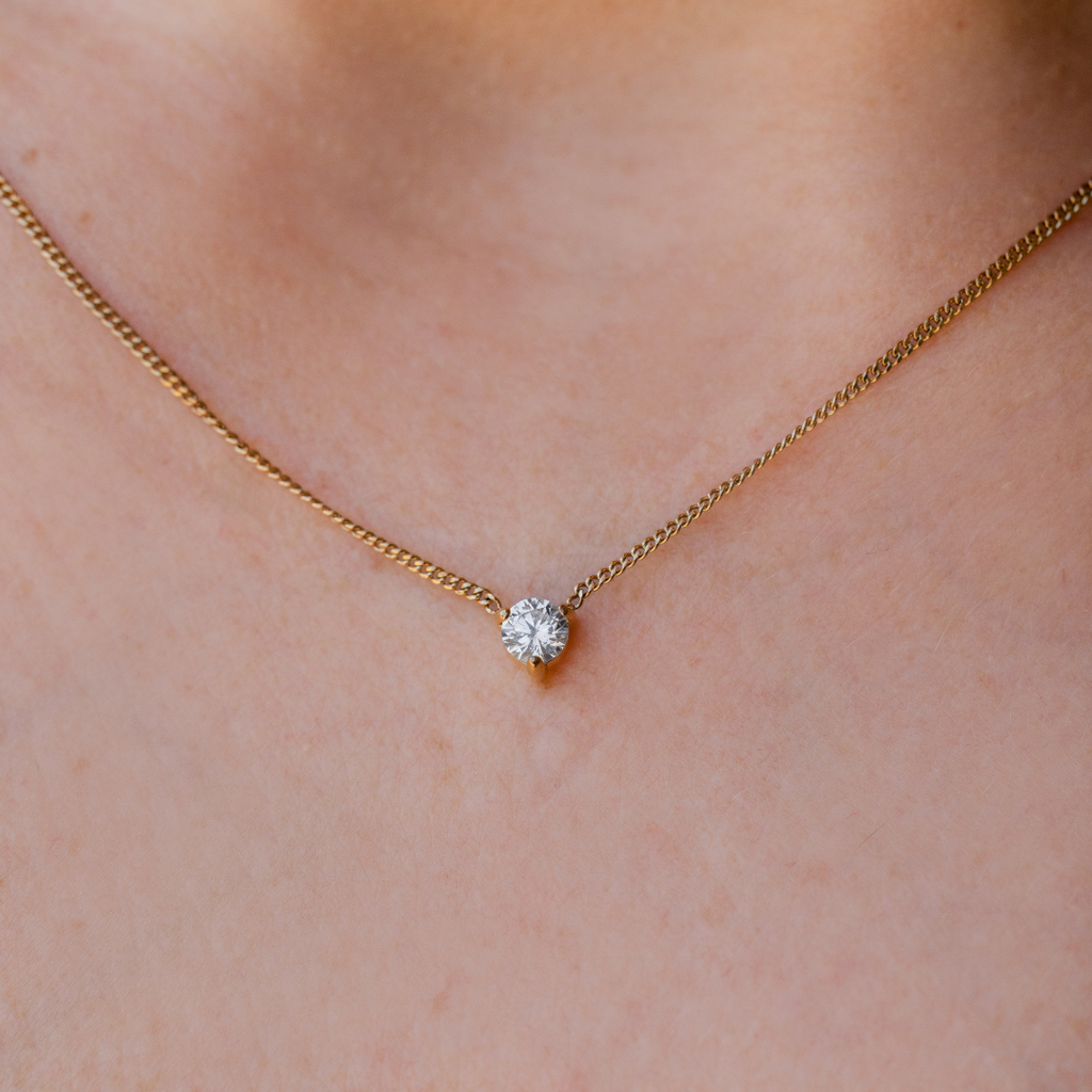Solitaire Necklace | Round Brilliant 4mm 5A CZ