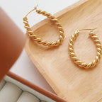 Brook Gold Non-Tarnish Braided Hoop Earring