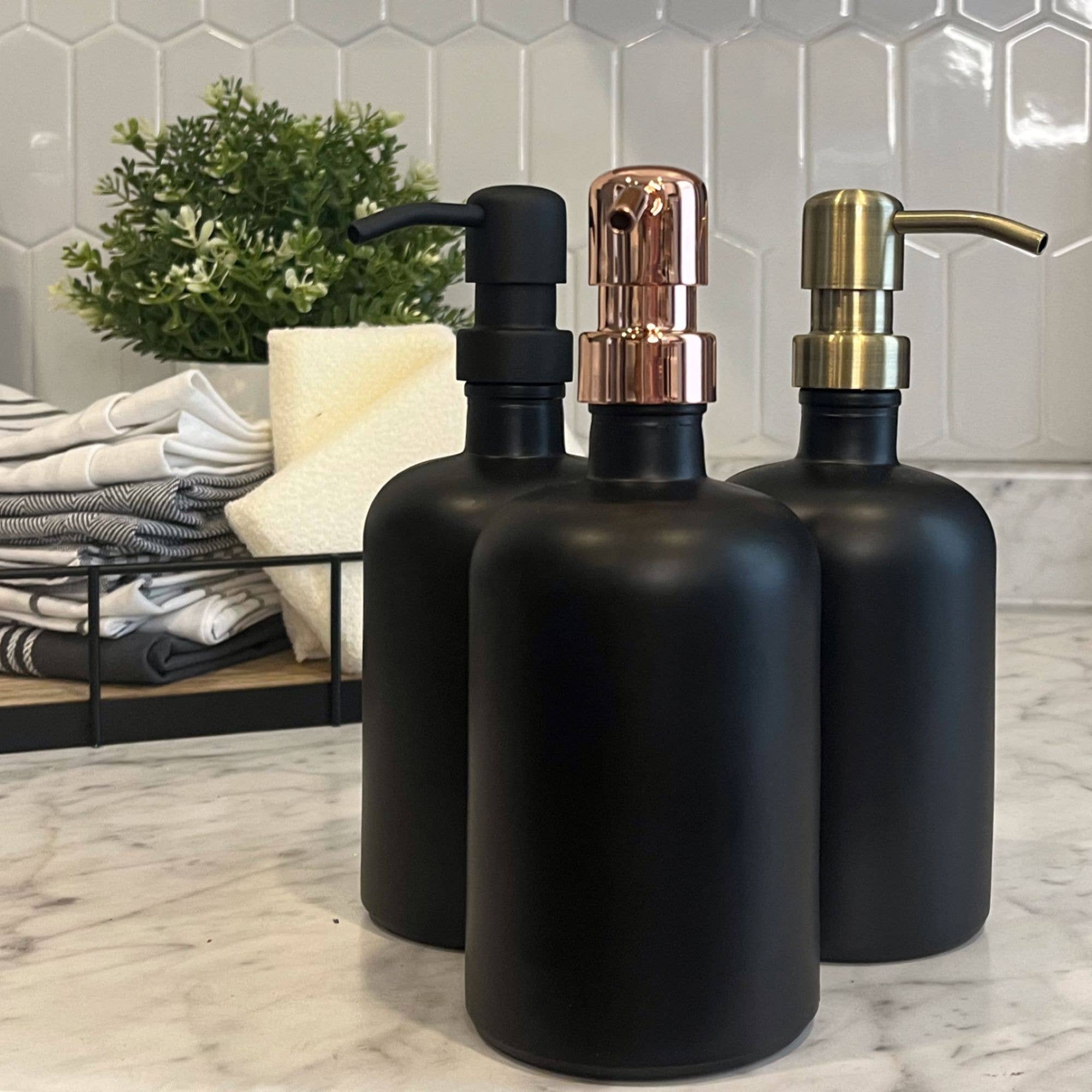 Black Matte Glass Soap Dispenser