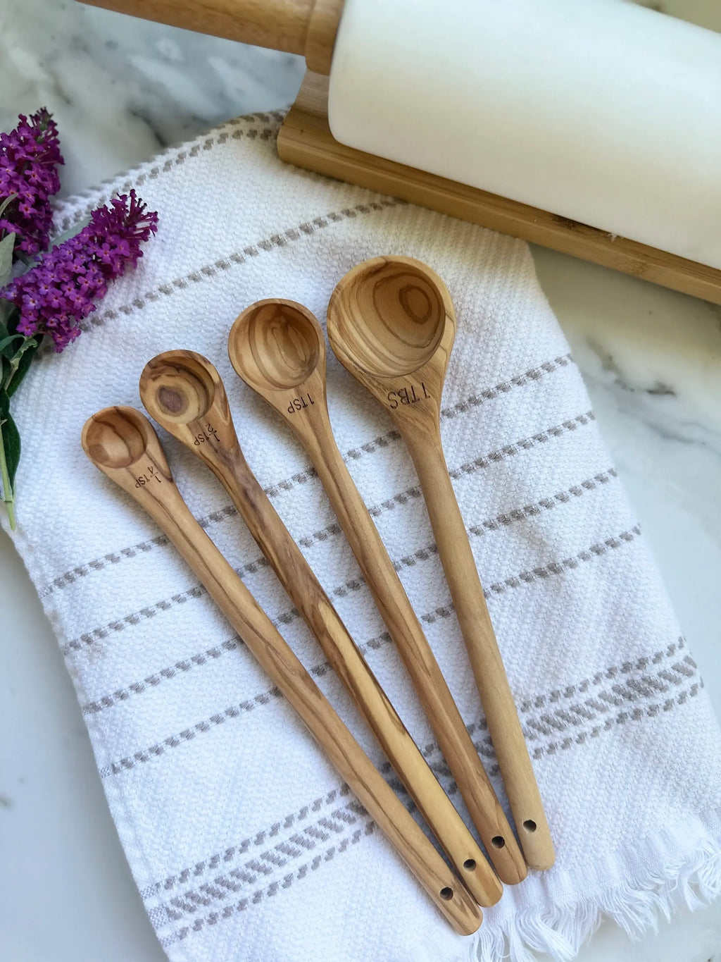 Handcrafted Measuring Spoons Set, Olive Wood