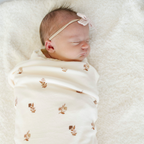 Minky Stretch Luxe Swaddle Blanket / Mushroom Print