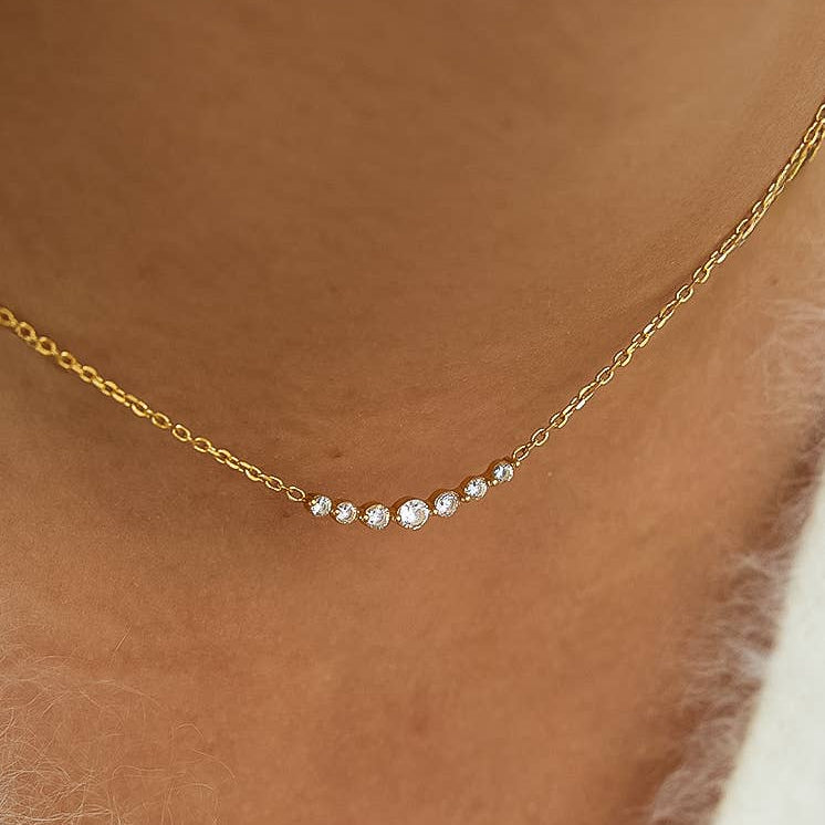 Remmi 18K Gold Non-Tarnish Crystal Station Chain Necklace
