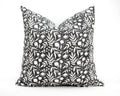 Aja Floral Block Print Faded Black Pillow Cover