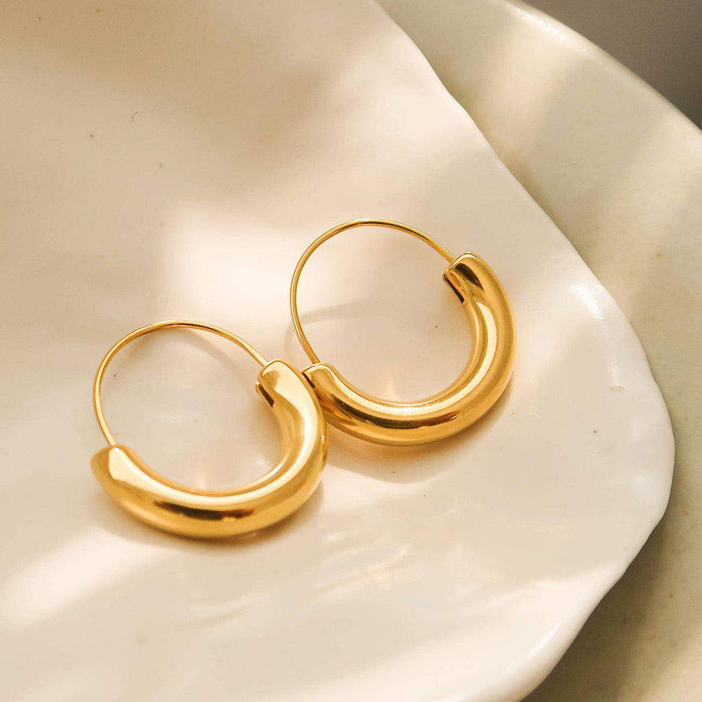 Mackenzie 18K Non-Tarnish U-Shape Hoop Earring