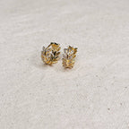 CZ Leaf Clicker Hoop Earrings