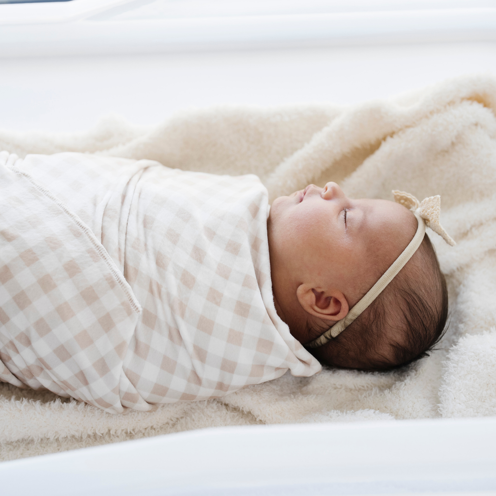 Minky Stretch Luxe Swaddle Blanket / Mushroom Print