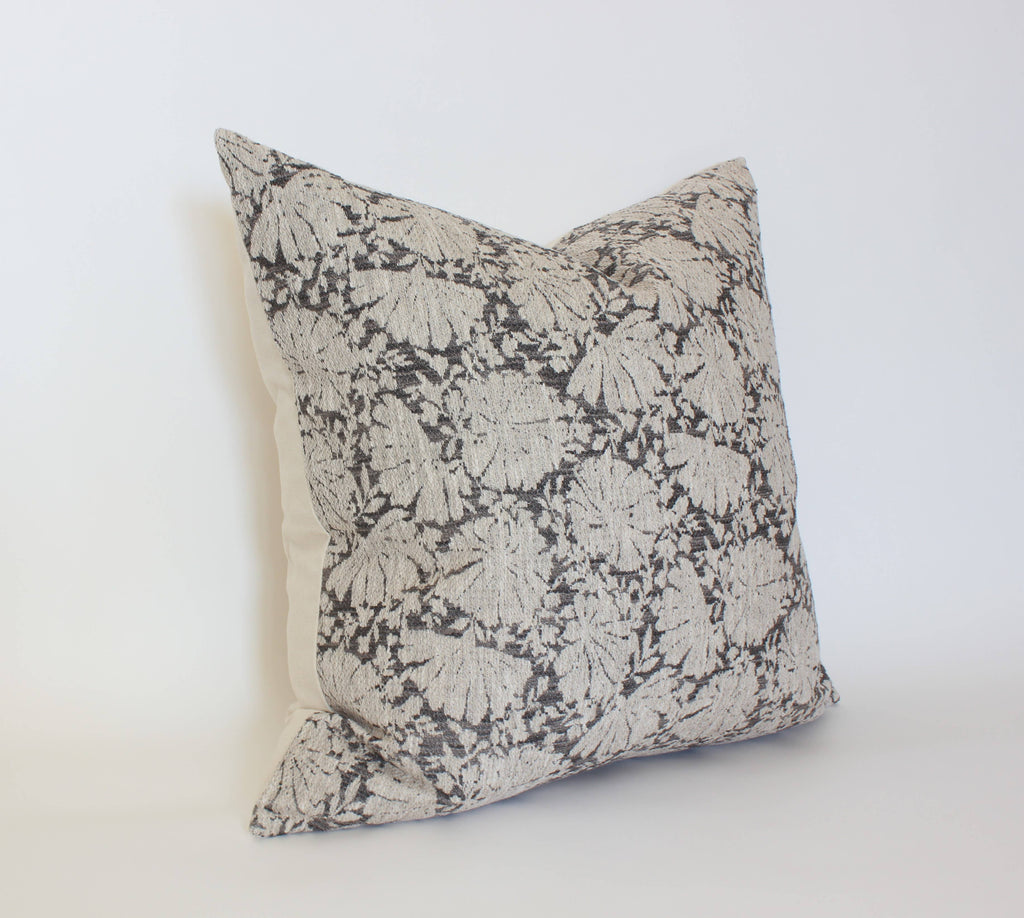 Charcoal Floral Charlotte Pillow Cover