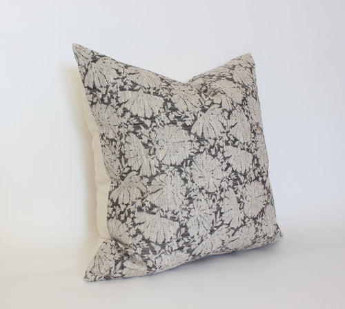 Charcoal Floral Charlotte Pillow Cover