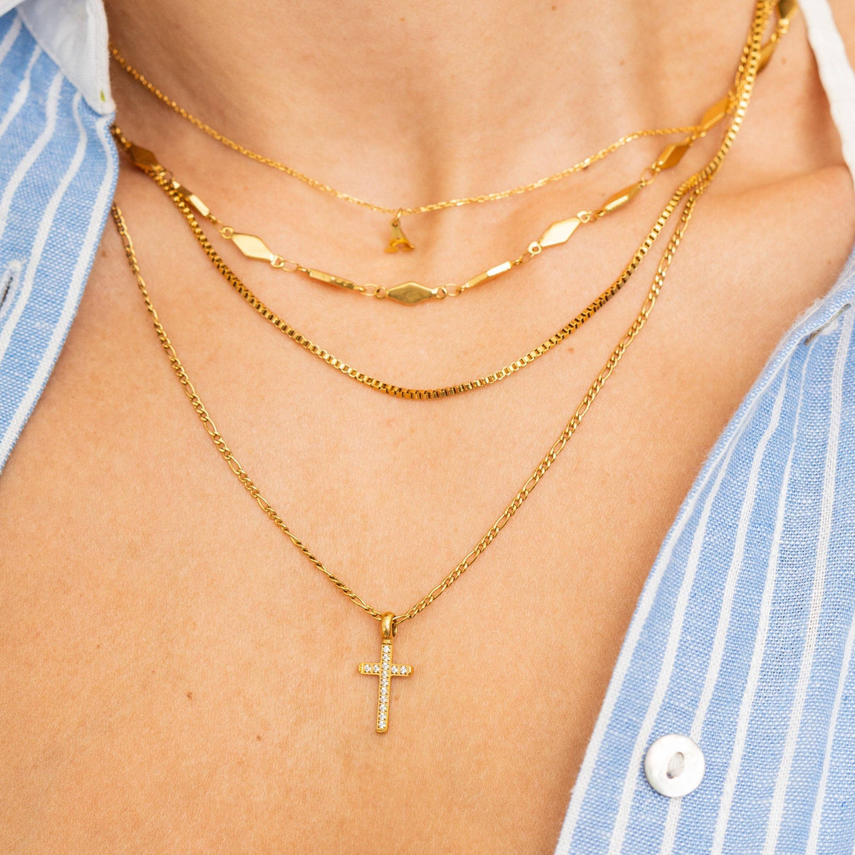 Tennis Cross Pendant Necklace