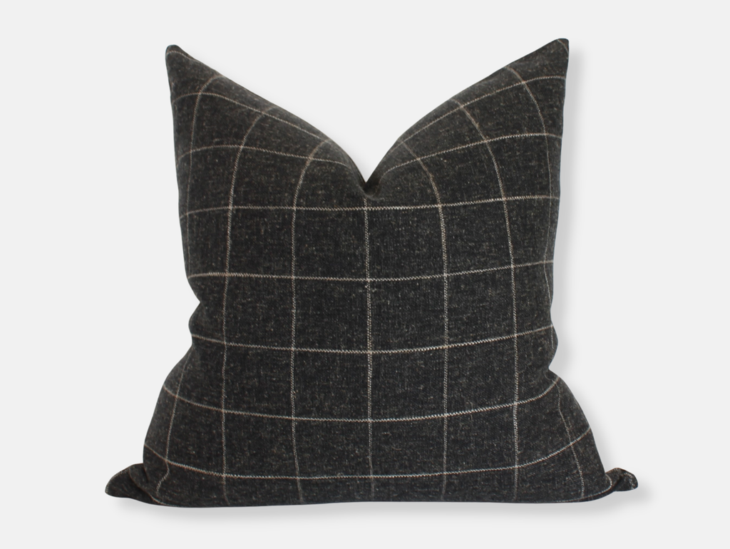 Black Plaid Windowpane Pillow Cover