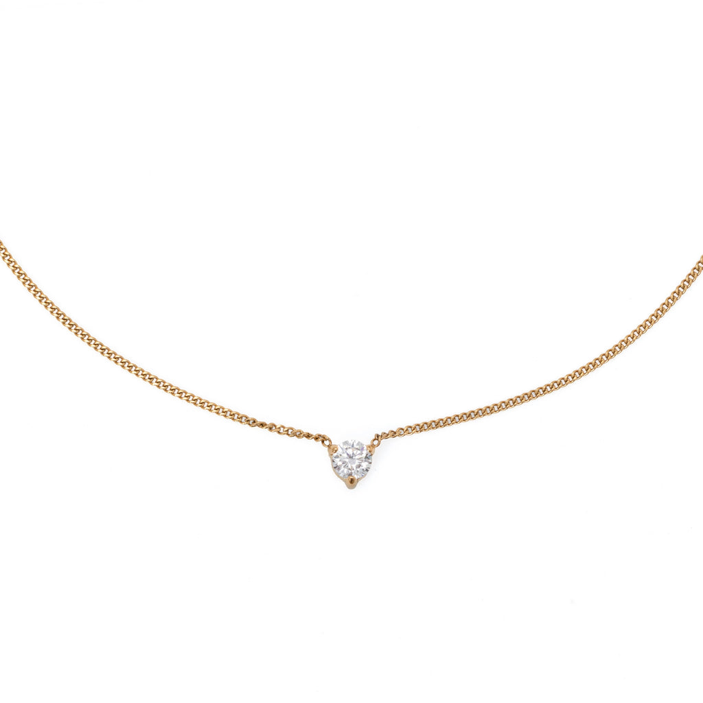 Solitaire Necklace | Round Brilliant 4mm 5A CZ