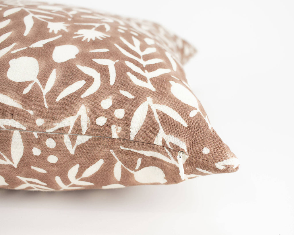 Aja Floral Block Print Macaroon Pillow Cover