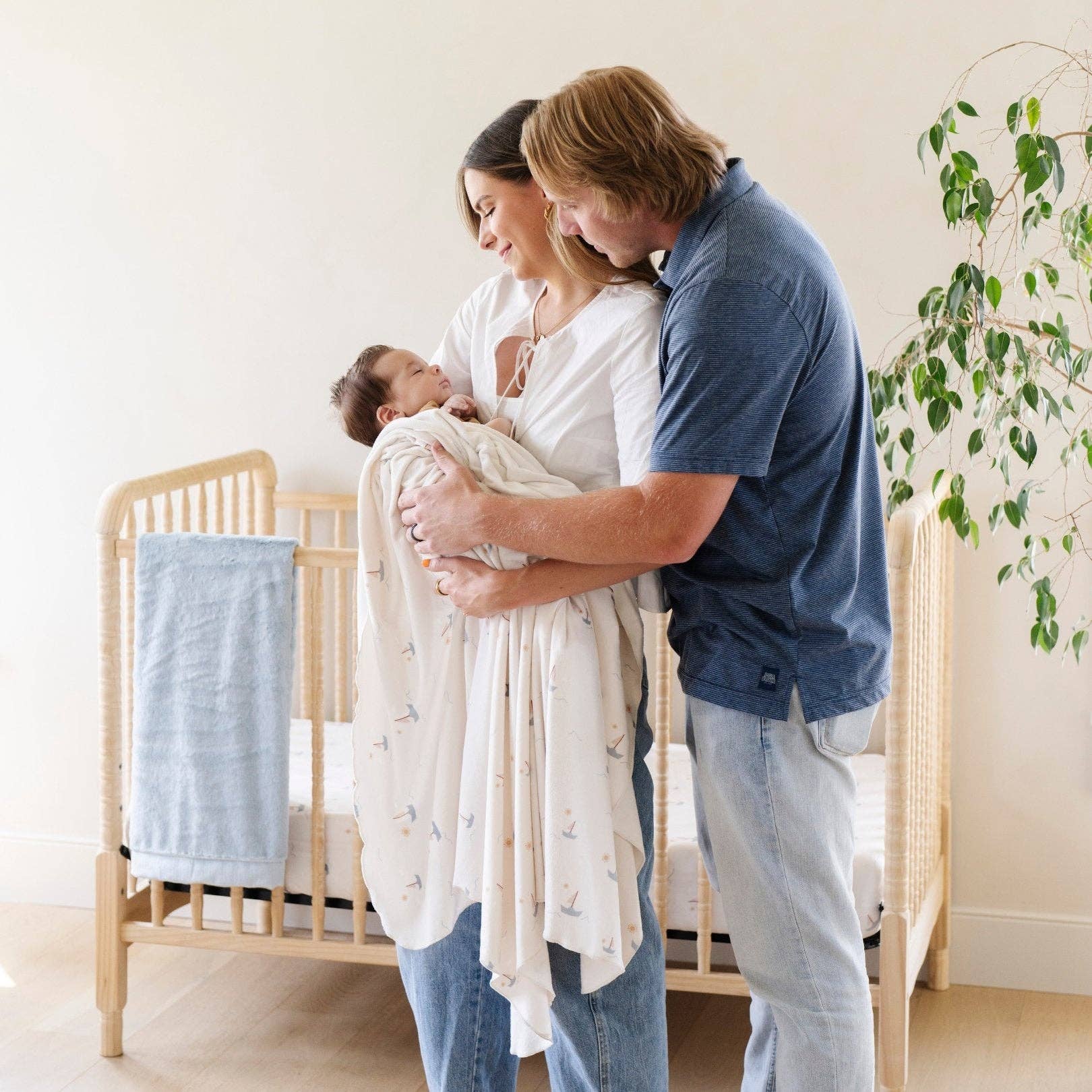 Minky Stretch Luxe Swaddle Blanket / Mushroom Print