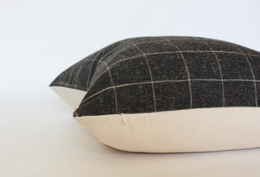 Black Plaid Windowpane Pillow Cover