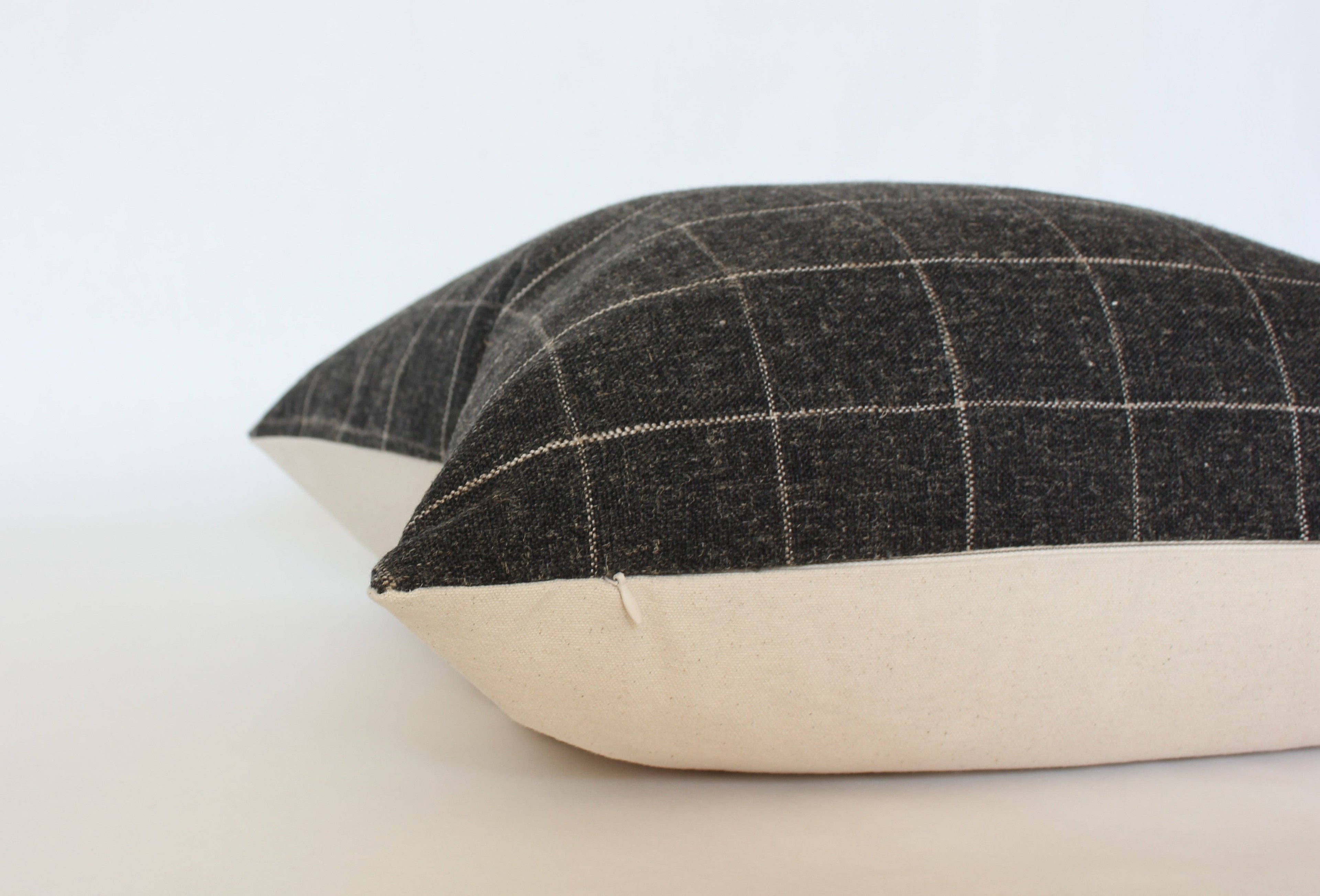 Black Plaid Windowpane Pillow Cover