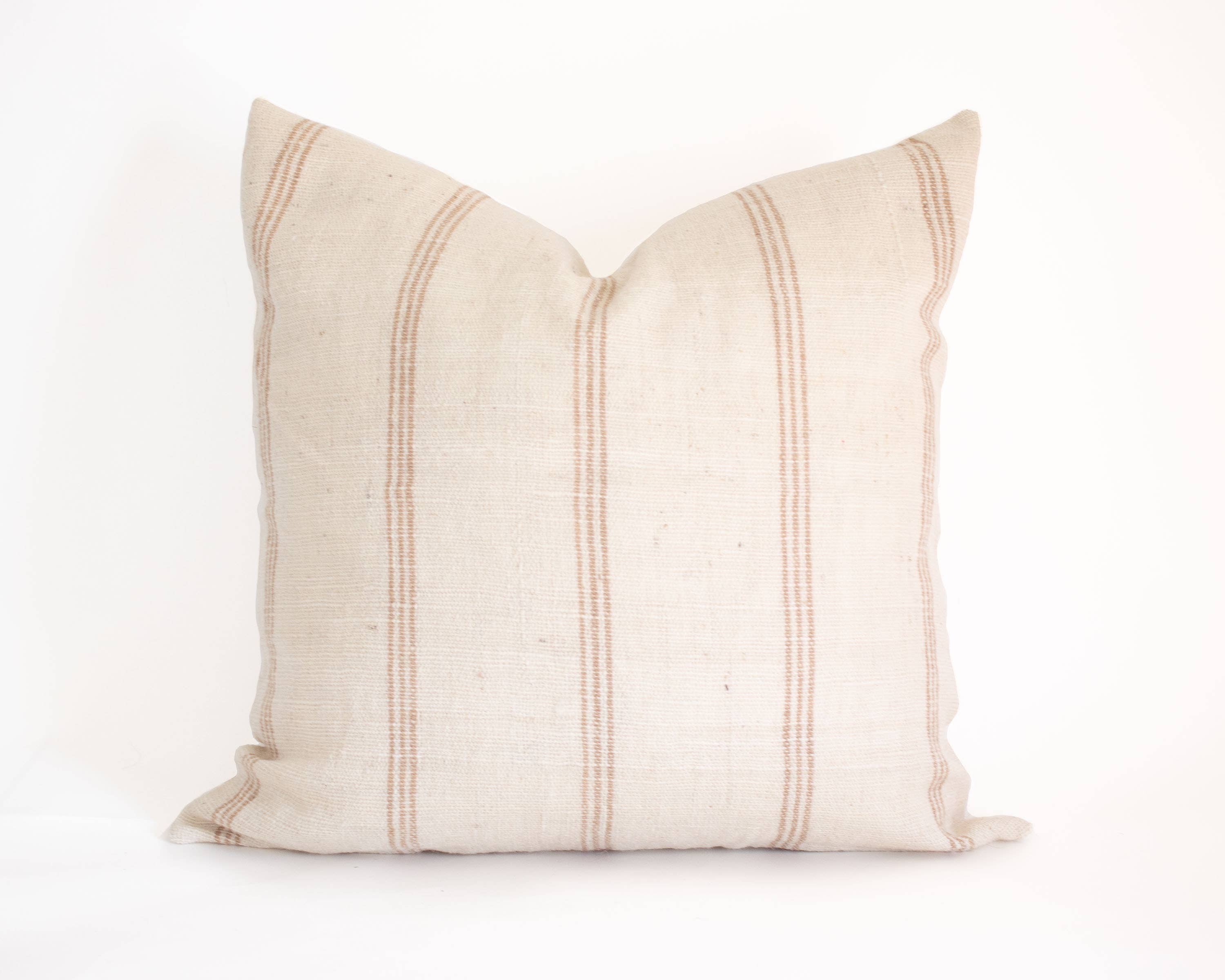 Priya Ivory & Tan Indian Wool Pillow Cover