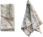 Cotton linen botanical print napkin set