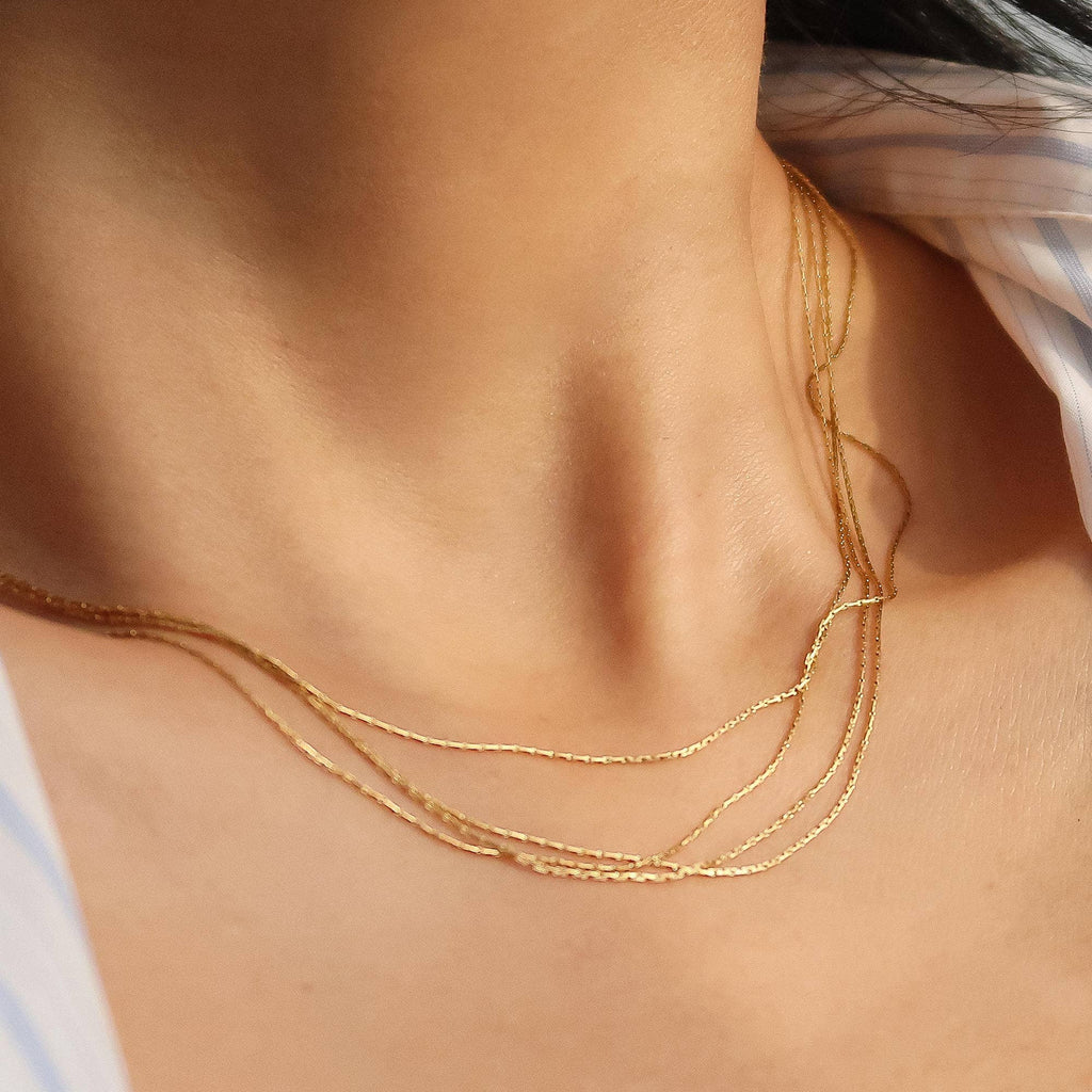 Palisse 18K Gold Non-Tarnish Layered Dainty Chain Necklace
