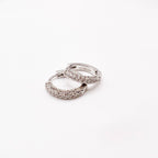Glisten Pave White Gold Filled Huggie Hoops Earrings