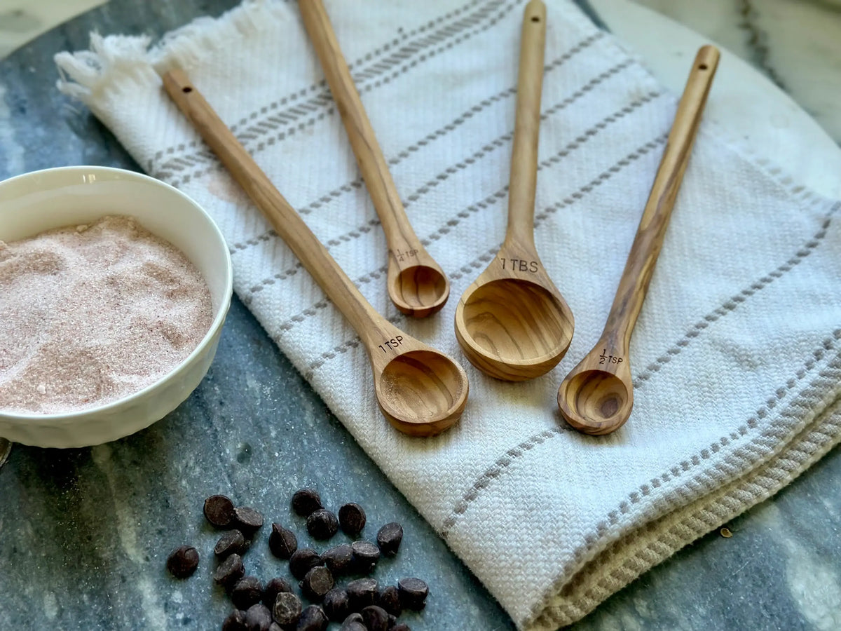 Handcrafted Measuring Spoons Set, Olive Wood