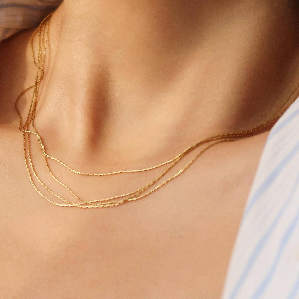 Palisse 18K Gold Non-Tarnish Layered Dainty Chain Necklace