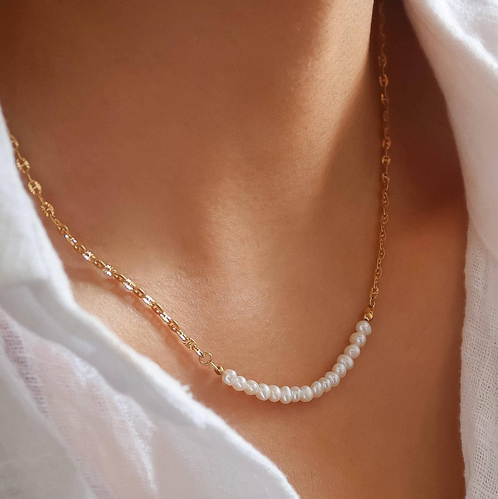 Margaux 18K Gold Non-Tarnish Freshwater Pearl Chain Necklace
