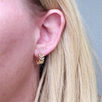 CZ Leaf Clicker Hoop Earrings