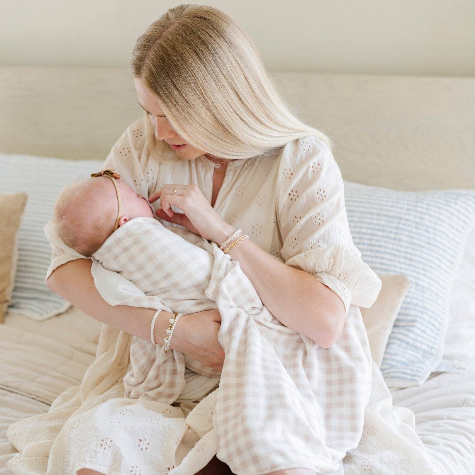 Minky Stretch Luxe Swaddle Blanket / Mushroom Print