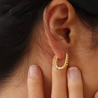 Cere 18K Gold Non-Tarnish Twisted Hoop Earrings