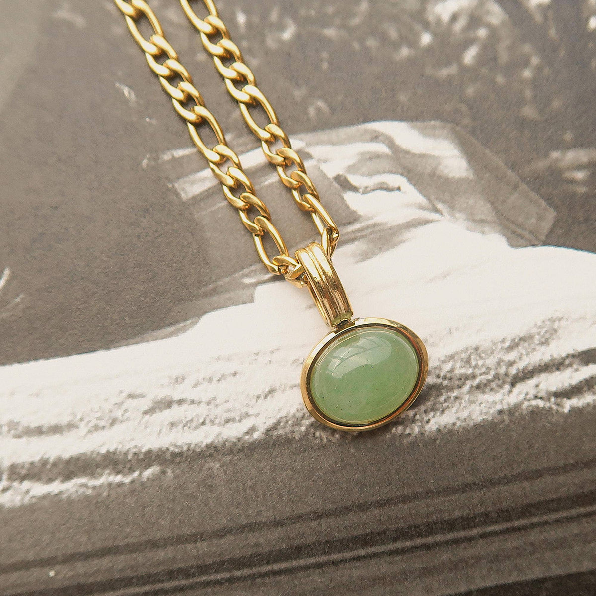 Winslow Non-Tarnish Green Stone Pendant Chain Necklace