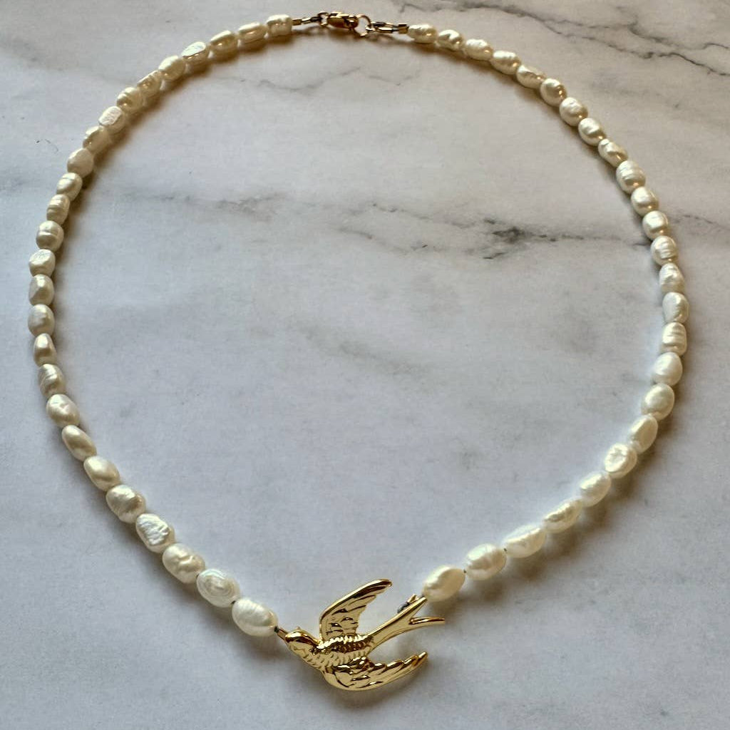 Genevieve Bird and Pearl Necklace