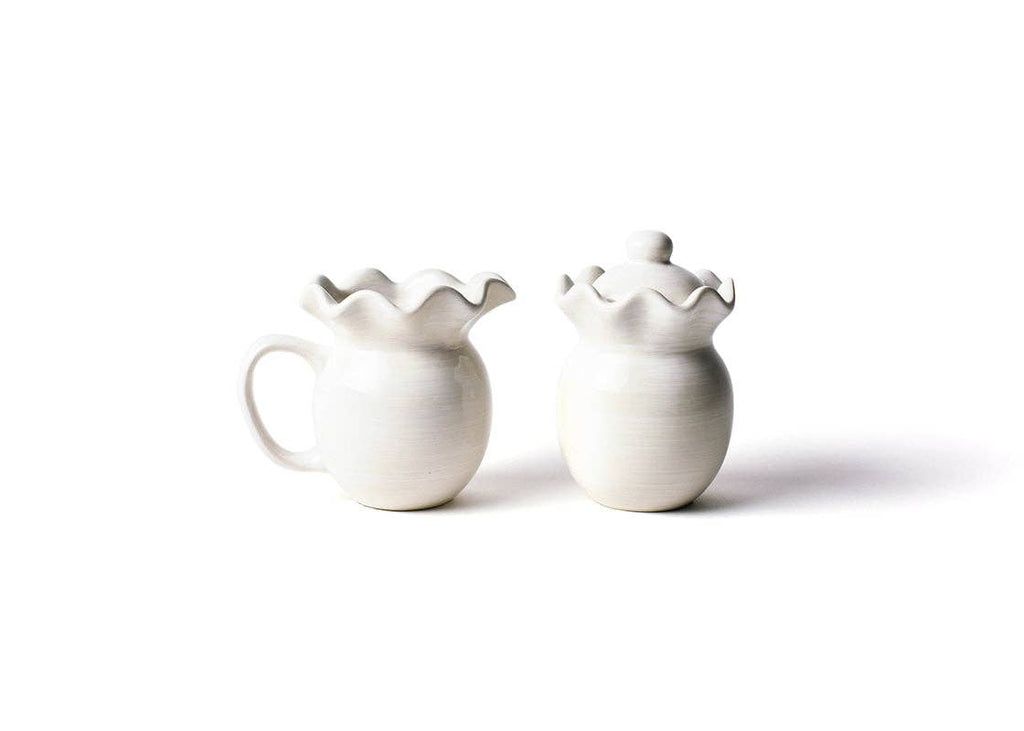 Signature White Ruffle Cream and Sugar Set