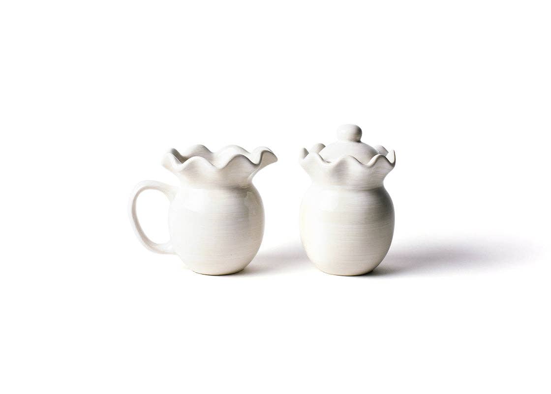 Signature White Ruffle Cream and Sugar Set