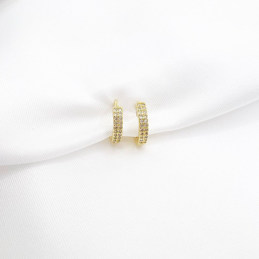 Sparkle Pave Huggie Hoops Earrings Gold Filled