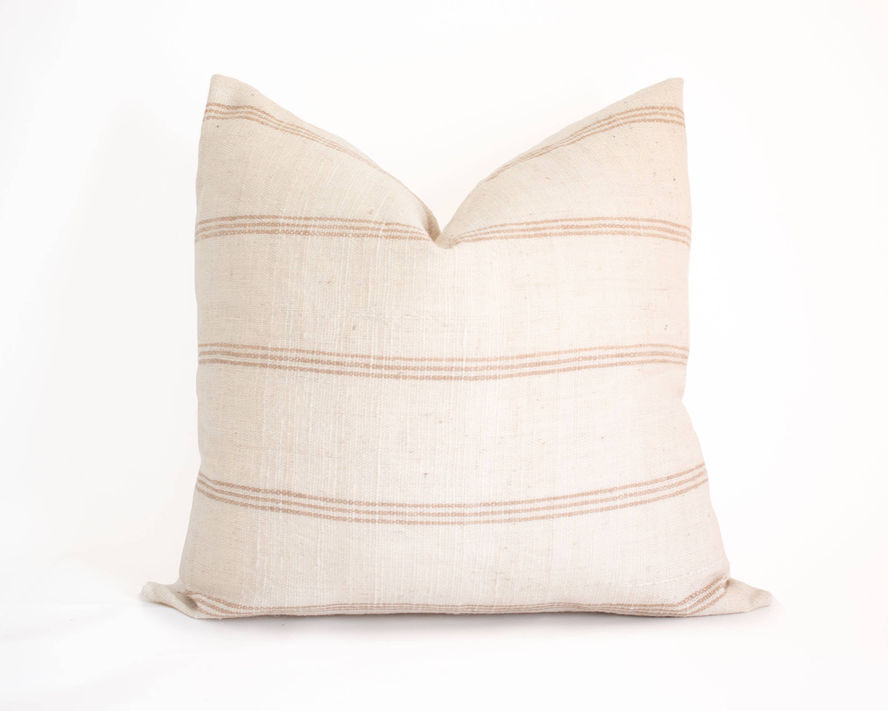 Priya Ivory & Tan Indian Wool Pillow Cover