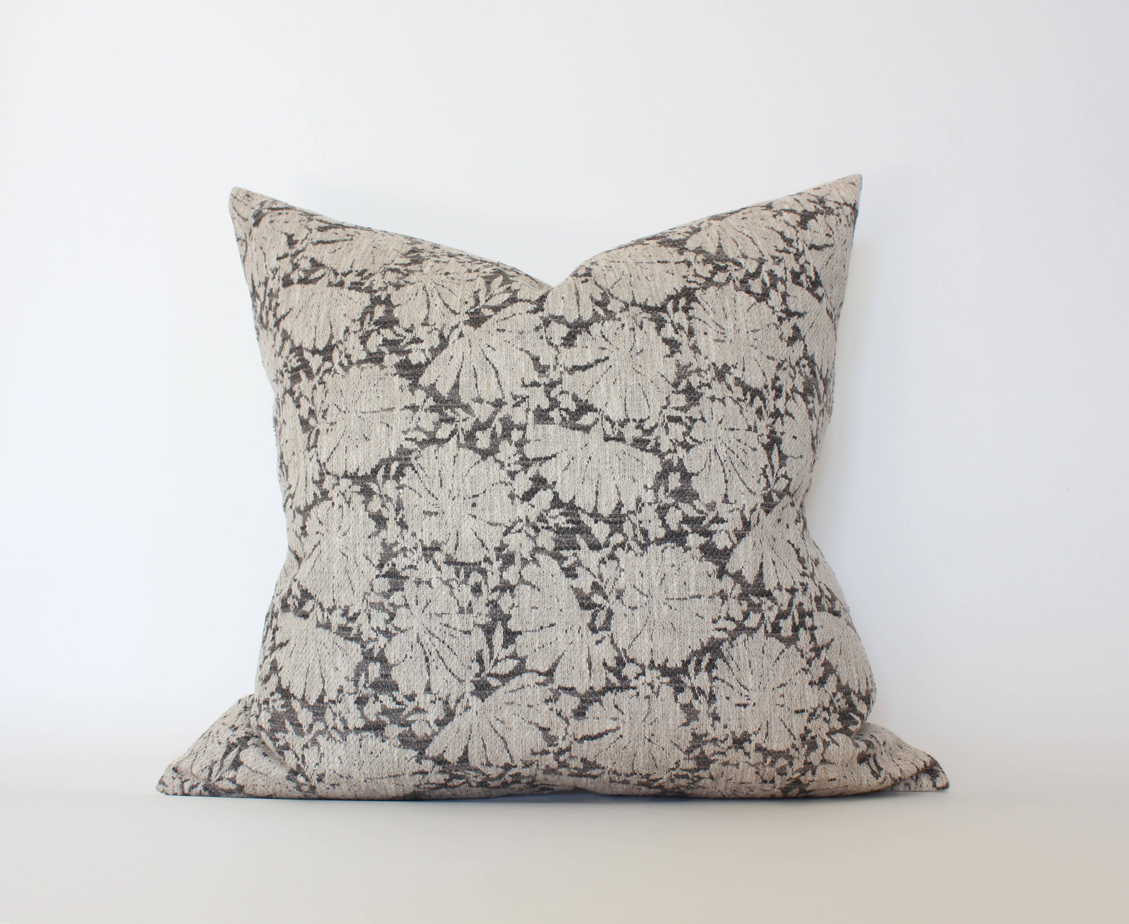 Charcoal Floral Charlotte Pillow Cover