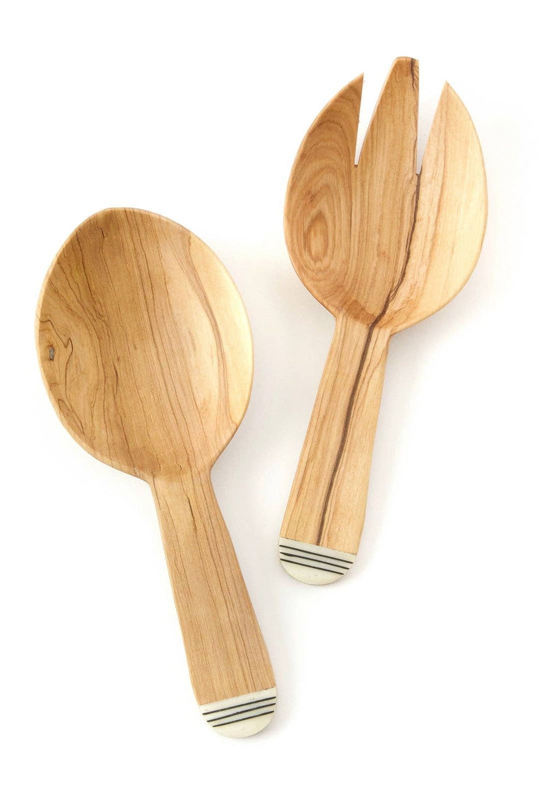 Spork & Spoon Wild Olive Wood Salad Servers