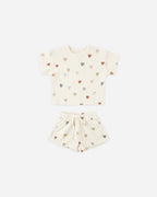 Waffle Tee + Short Set | Confetti Hearts